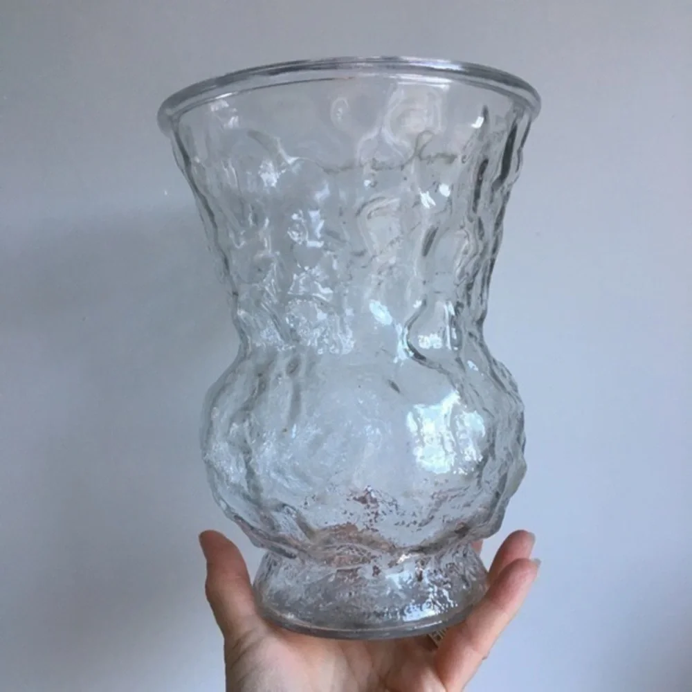 Vintage E O Brody Tiered Clear Crinkle Glass Vase